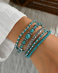 Boho armbandenset met turquoise kralen