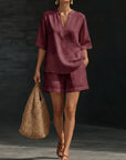 Melanie - Comfortabele set met blouse en shorts voor de zomer