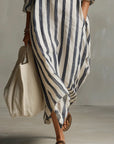 Rachelle | Gestreepte Maxi Jurk met kraag