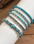 Boho armbandenset met turquoise kralen