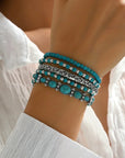 Boho armbandenset met turquoise kralen