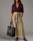 Janna - Twee-delig Set: Zwarte Top en Olijfgroene Midi Rok