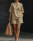 Melanie - Comfortabele set met blouse en shorts voor de zomer