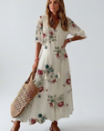 Élodie™ — Elegante fluwelen maxi jurk met bloemenprint