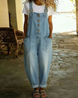 Carmen - Vintage denim jumpsuit van zacht katoen met verstelbare schouderbanden