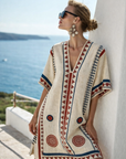 Ibiza - Strandjurk met V-hals en boho print