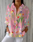 Clara™ | Lente Tuin Blouse | Ademend met artistieke prints en comfortabele pasvorm
