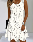 Rianne | Mouwloze Jurk met V-Hals en Print