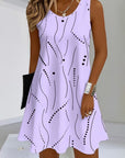 Rianne | Mouwloze Jurk met V-Hals en Print