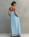 Mandy | Gestreepte Maxi Jurk met Contrastafwerking