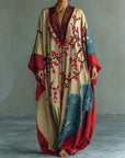 Ania - Japanse Rode Prunusblossom Maxi-Jurk