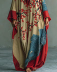 Ania - Japanse Rode Prunusblossom Maxi-Jurk