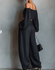 Tessy -- Off-shoulder set met wijde broek