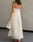 Strapless A-lijn Linnen Lange Jurk