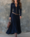 Dianne - Lange suede jurk met knopen