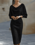 Witte Gedrapeerde Batwing Midi Jurk