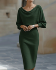Witte Gedrapeerde Batwing Midi Jurk