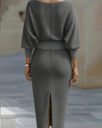 Witte Gedrapeerde Batwing Midi Jurk