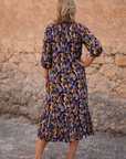 Veronica - Zomerjurk Midi met V-hals en retroprint