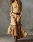 Ilse - Maxi jurk van suede met riem