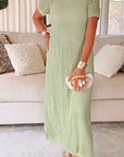 Elegante Boot Hals Hol Luchtige Tweedelige Jurk