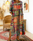 Manuela | Geprinte Jurk met Etnisch Patchwork