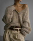Josiane | Pluizige kasjmier cardigan met v-hals