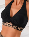 Bikini Geribbeld Leopard Kleurblok