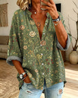 Phileine | Groene blouse met bloemenprint