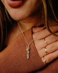 Mariette | Goudkleurige hanger ketting ouders-kinderen