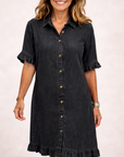 June - Blousejurk met knoopsluiting en volantzoom