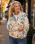 Imogene™ | Botanische Bladprint Zip Cardigan