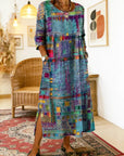 Manuela | Geprinte Jurk met Etnisch Patchwork