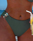Bikini Verticale Patronen Met Metalen Gesp Gesplitst