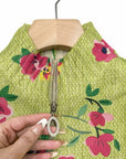 Constance™ | Roze Bloemen Lime Rits Cardigan