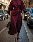 Elegante Effen Kleur Taille Jurk