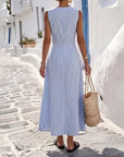 Nola | Zomerjurk met Streepjes en Twist Taille