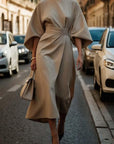 Elegante Effen Kleur Taille Jurk