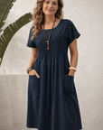 Linda - Comfortabele Midi Jurk met Steekzakken