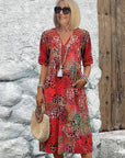Dorina | V-hals jurk met print