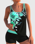 Flor – Bloemige tankini met short, effect platte buik