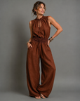 Leontine | Mouwloze Jumpsuit Met Wijde Pijpen