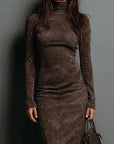 Lory - Lange maxi jurk in bruin