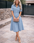 Tiffany - Denim Jurk met Knoopsluiting en Zakken
