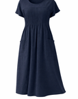 Linda - Comfortabele Midi Jurk met Steekzakken