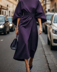 Elegante Effen Kleur Taille Jurk