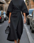 Elegante Effen Kleur Taille Jurk