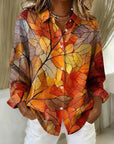 Melrose™ | Vintage Botanische Print Knop Blouse