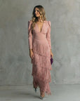 Chiara | Elegante Jurk met Franje Mouwen