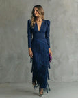 Chiara | Elegante Jurk met Franje Mouwen